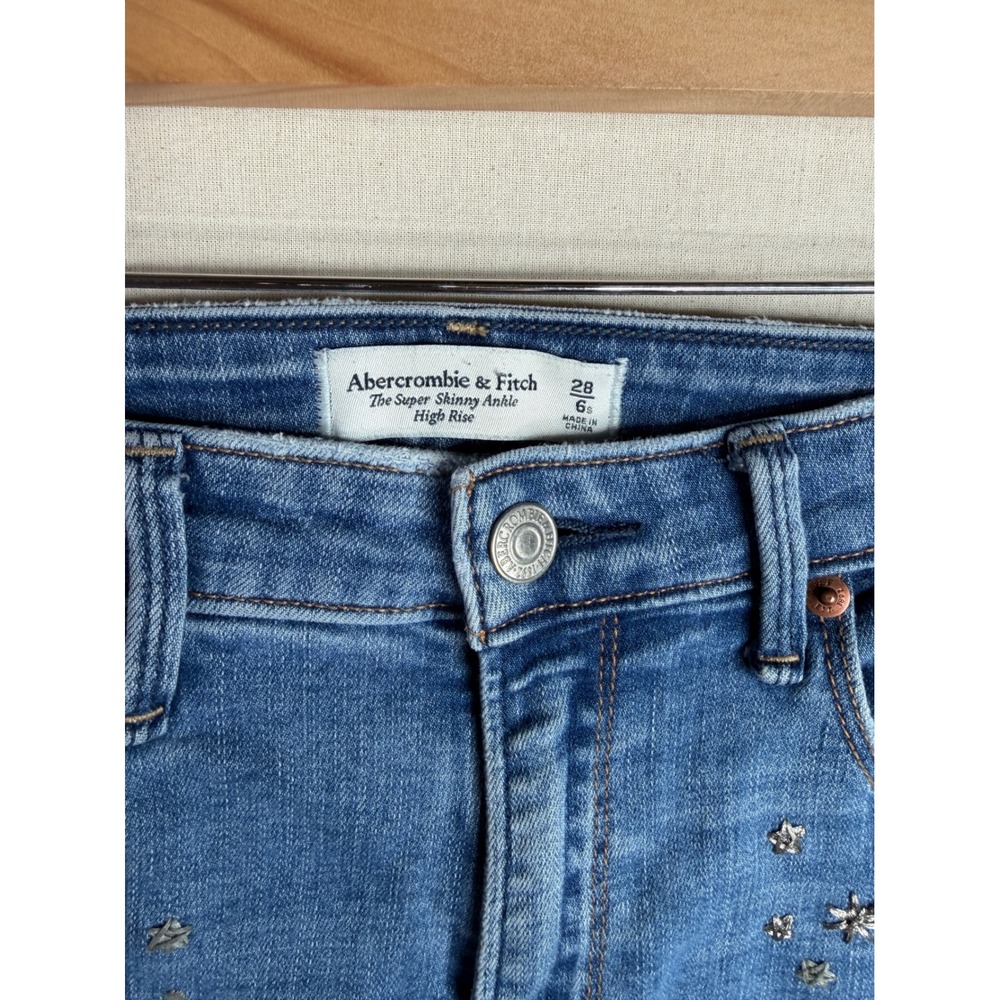 Abercrombie & Fitch Super Skinny Ankle High Rise Jeans size 28/6s Blue - Picture 4 of 9